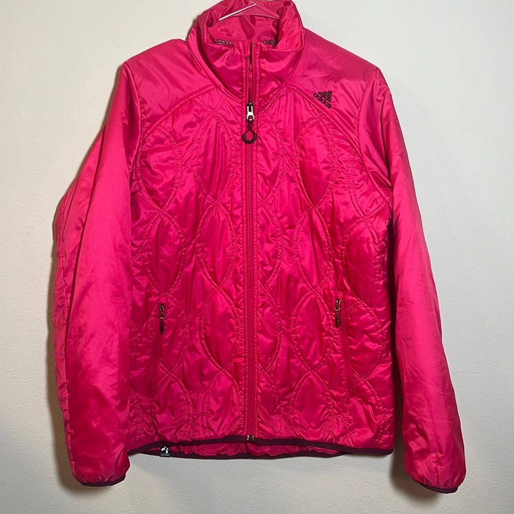 Adidas Pink Puffer Winter Jacket Coat Large Womens